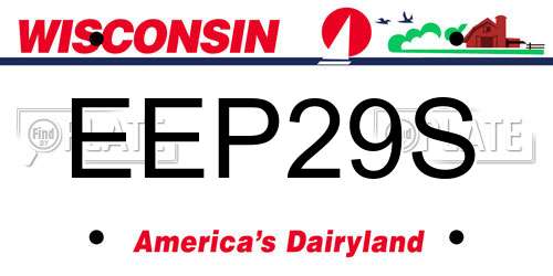 EEP29S Wisconsin License Plate