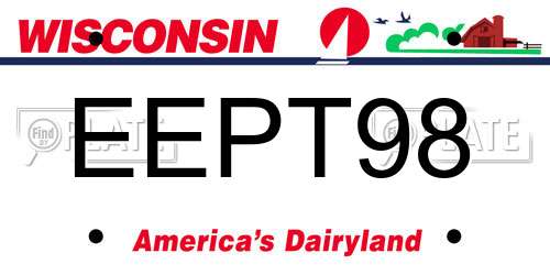EEPT98 Wisconsin License Plate