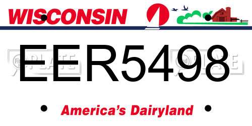 EER5498 Wisconsin License Plate