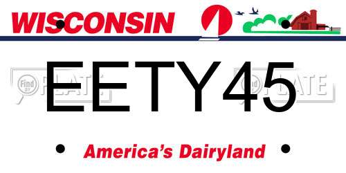 EETY45 Wisconsin License Plate