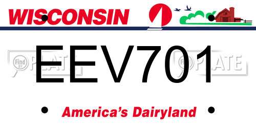 EEV701 Wisconsin License Plate