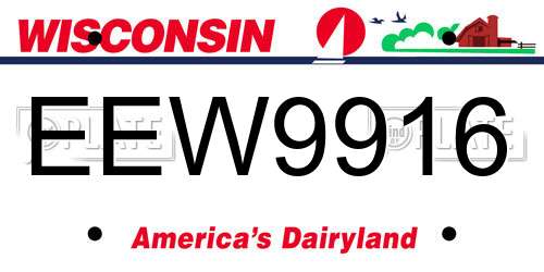 EEW9916 Wisconsin License Plate