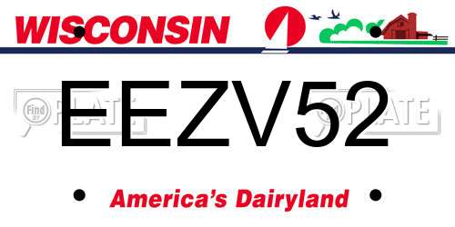 EEZV52 Wisconsin License Plate