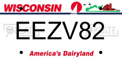 EEZV82 Wisconsin License Plate
