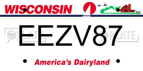 EEZV87 Wisconsin License Plate