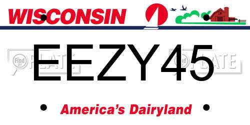 EEZY45 Wisconsin License Plate