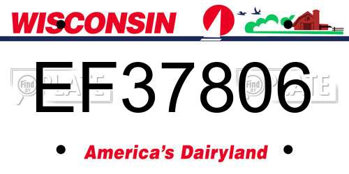 EF37806 Wisconsin License Plate
