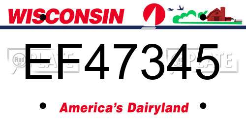 EF47345 Wisconsin License Plate