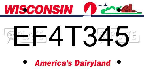 EF4T345 Wisconsin License Plate