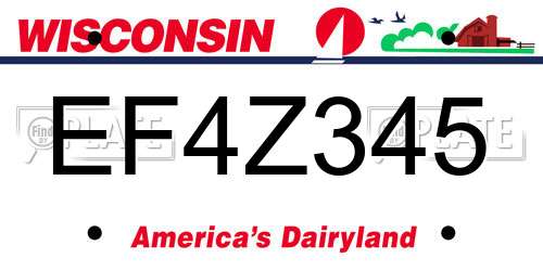 EF4Z345 Wisconsin License Plate