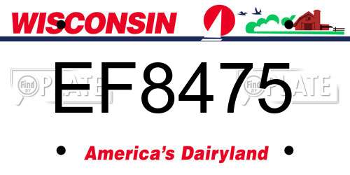 EF8475 Wisconsin License Plate
