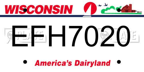 EFH7020 Wisconsin License Plate