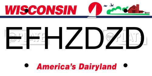 EFHZDZD Wisconsin License Plate