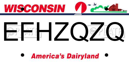 EFHZQZQ Wisconsin License Plate