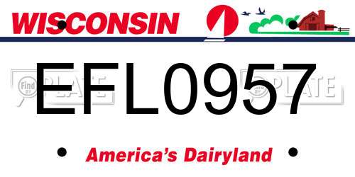 EFL0957 Wisconsin License Plate