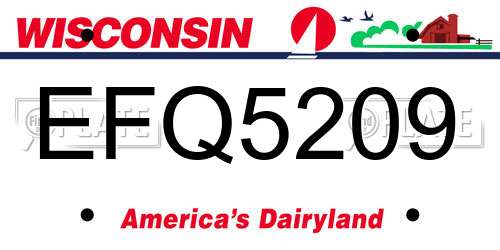 EFQ5209 Wisconsin License Plate