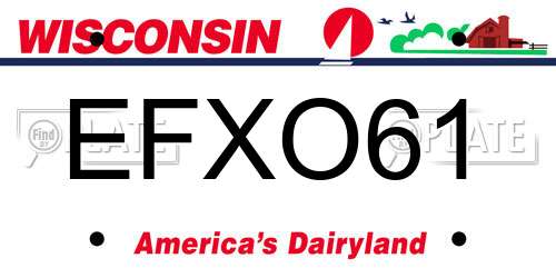EFXO61 Wisconsin License Plate