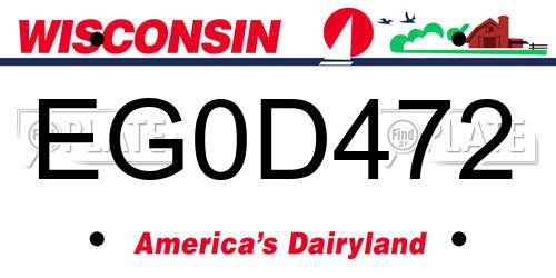 EG0D472 Wisconsin License Plate