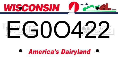 EG0O422 Wisconsin License Plate