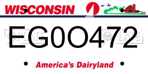 EG0O472 Wisconsin License Plate