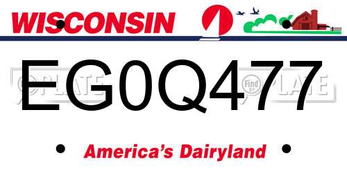 EG0Q477 Wisconsin License Plate
