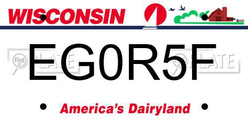 EG0R5F Wisconsin License Plate