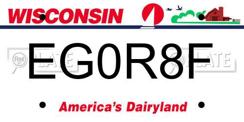 EG0R8F Wisconsin License Plate