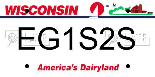 EG1S2S Wisconsin License Plate