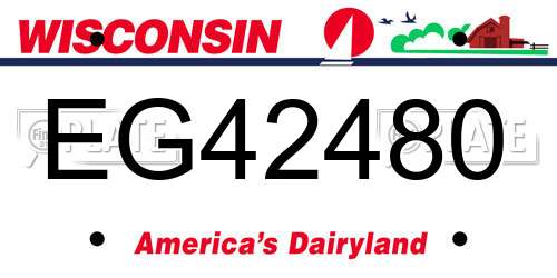 EG42480 Wisconsin License Plate