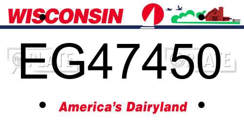 EG47450 Wisconsin License Plate