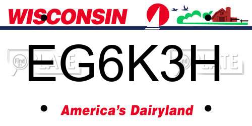 EG6K3H Wisconsin License Plate