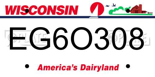 EG6O308 Wisconsin License Plate