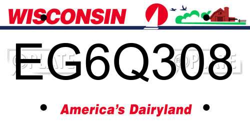 EG6Q308 Wisconsin License Plate