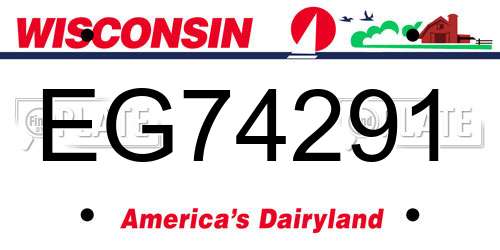 EG74291 Wisconsin License Plate