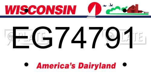 EG74791 Wisconsin License Plate