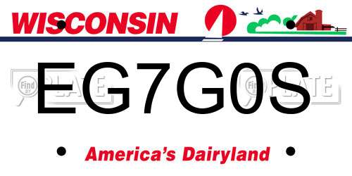 EG7G0S Wisconsin License Plate