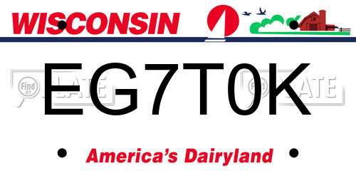 EG7T0K Wisconsin License Plate