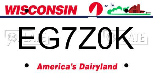 EG7Z0K Wisconsin License Plate
