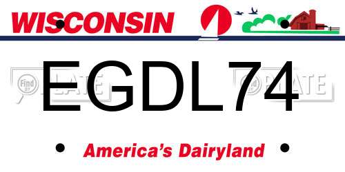 EGDL74 Wisconsin License Plate