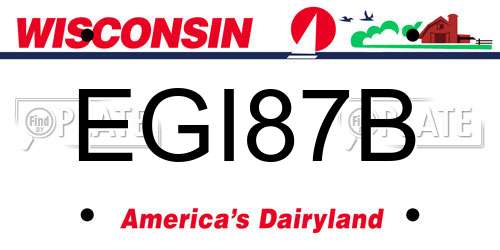 EGI87B Wisconsin License Plate
