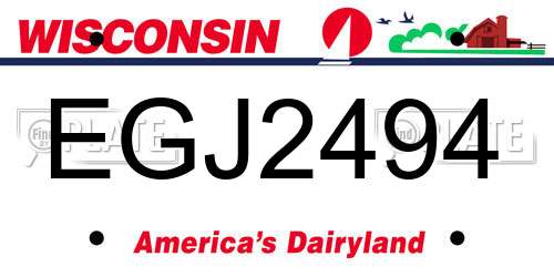 EGJ2494 Wisconsin License Plate