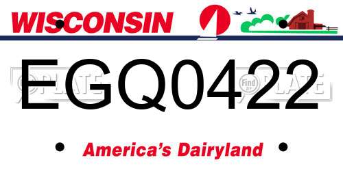 EGQ0422 Wisconsin License Plate