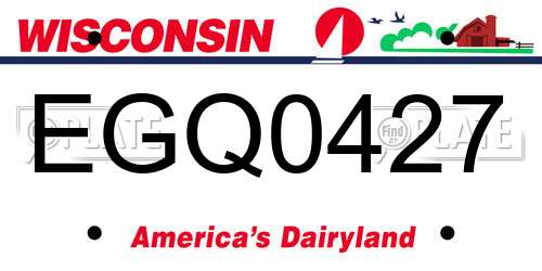 EGQ0427 Wisconsin License Plate