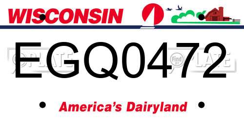 EGQ0472 Wisconsin License Plate