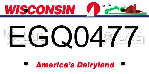 EGQ0477 Wisconsin License Plate