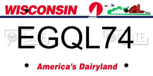 EGQL74 Wisconsin License Plate