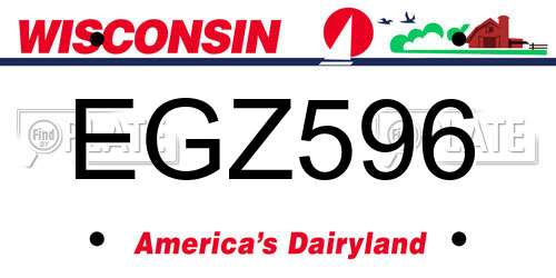 EGZ596 Wisconsin License Plate
