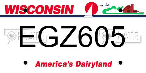 EGZ605 Wisconsin License Plate