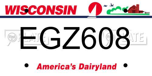 EGZ608 Wisconsin License Plate