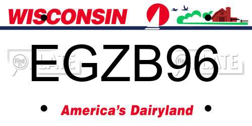 EGZB96 Wisconsin License Plate